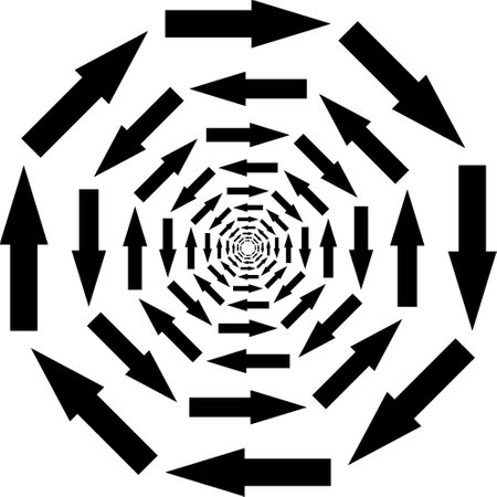 Icon mixing symbol, vector arrows circle opposite directions mixing symbolのイラスト素材