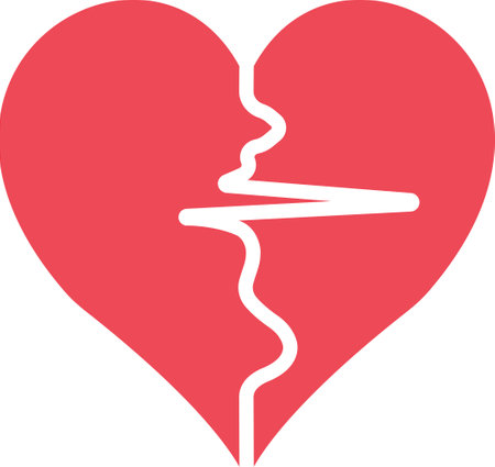 two halves heart separated pulse sign health lifestyleのイラスト素材