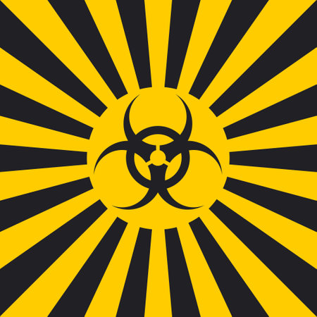 Biological hazard sign dangerous style,  sign Ionizing Biological yellow blackのイラスト素材