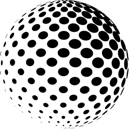 Sphere halftone pattern. Dotted orb design element isolatedのイラスト素材