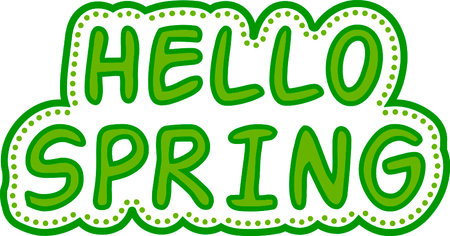 Sticker Hello spring green style, vector sticker springのイラスト素材