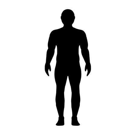 Silhouette athletically built stocky man, contours relief muscles athleteのイラスト素材