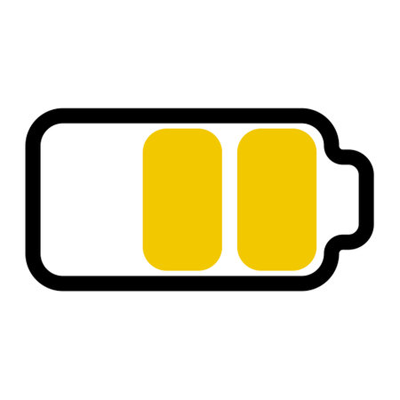 Gadget battery half charged two yellow bars battery charge scaleのイラスト素材