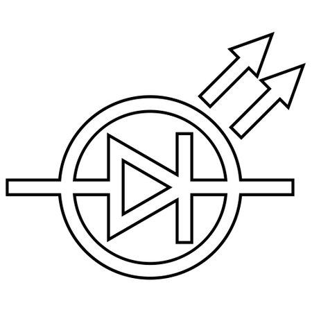 Schematic designation LED, semiconductor device converts electric current light radiationのイラスト素材