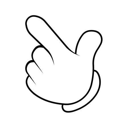 Cartoon hand finger pointing right cursor finger to press buttonのイラスト素材