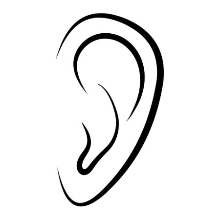 Outline human ear organ of hearing, ear side viewのイラスト素材