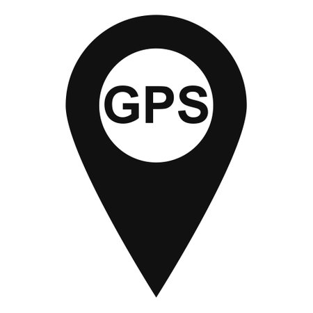Black GPS Location Pin Icon With Bold GPS Center Textのイラスト素材