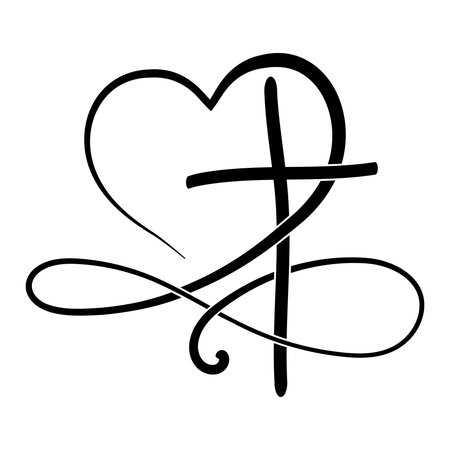 Heart cross infinity symbol, faith love eternal spiritual graphic iconのイラスト素材