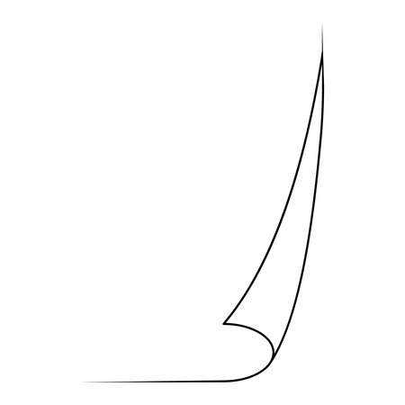 Folded Sheet Line Art, Single black line forming stylized folded sheetのイラスト素材