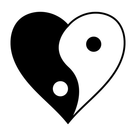 Yin Yang heart symbol black white balance harmony duality philosophy iconのイラスト素材