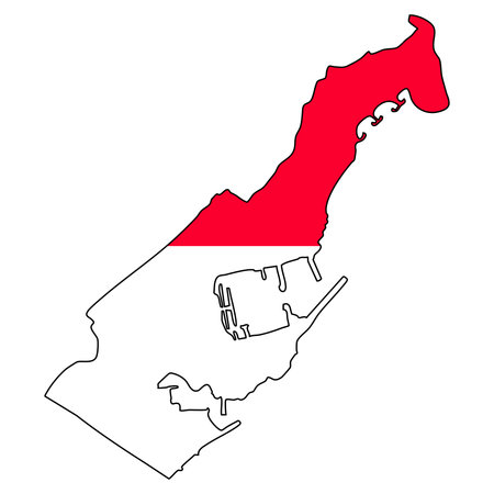 Monaco country shape filled with red white national flag colorsのイラスト素材