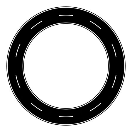 Circular road icon, black ring with dashed lane markings, abstract symbolのイラスト素材