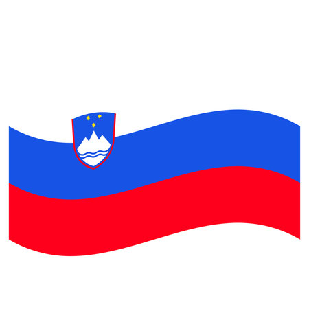 Slovenia waving flag with coat of arms, vector national symbol geography illustrationのイラスト素材