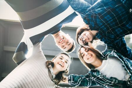 Group of Friends Making a Circle, Teenage Solidarity , Friendship,Unity,Business and...