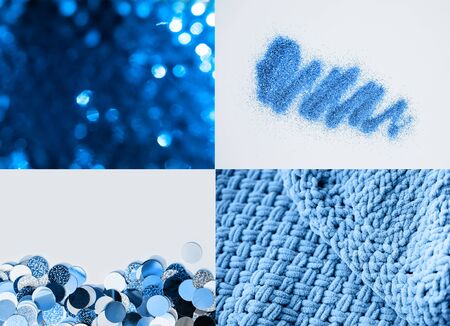 Collage with texture in blue color of the year 2020の写真素材