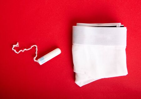 Medical female tampon with calendar. Hygienic white tampon for women. Menstruation,protection....