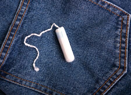 Medical female tampon with calendar. Hygienic white tampon for women. Menstruation,protection. Tamponsの写真素材