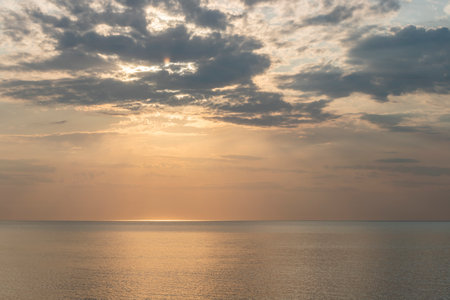 Beautiful sunset over the sea. Sunset over the Baltic sea. sea and sky.の写真素材