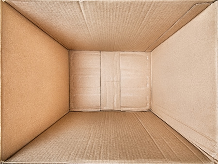 Empty open rectangular cardboard box close up.の写真素材
