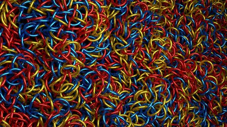 Background of many colored tangled wires close-up.の写真素材