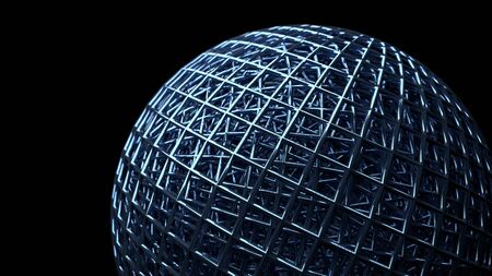 Metal frame of a sphere made of iron rods close-up.の写真素材