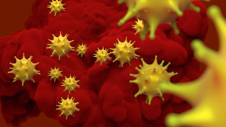 Blood with viral cells in the blood stream.
