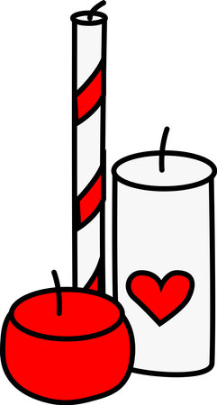Red candles for a romantic setting. vector illustrationのイラスト素材