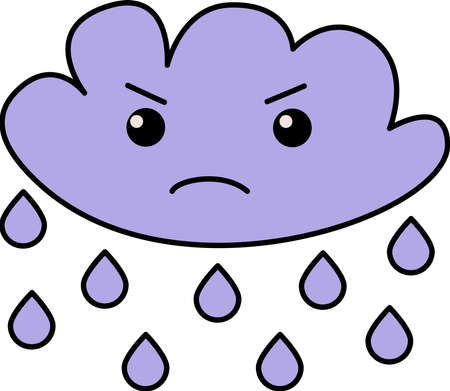 angry cloud with rain. vector illustration for kidsのイラスト素材