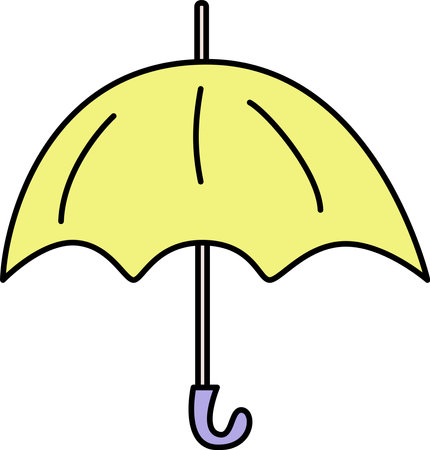 Yellow opened children's umbrella.Children's vector illustrationのイラスト素材