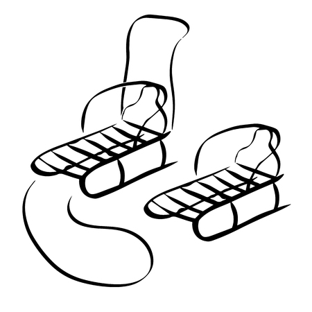 Vector line sketch of stylized sledgeの写真素材