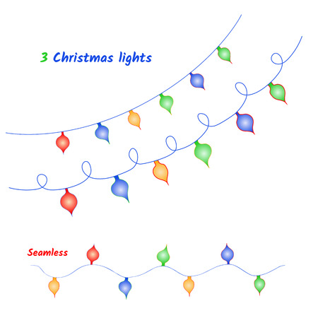 Vector set of Christmas lights Doodles Seamless lightのイラスト素材