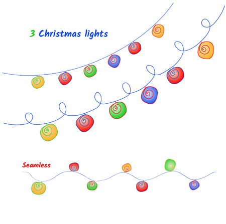 Vector set of Christmas lights Doodles Seamless lightのイラスト素材