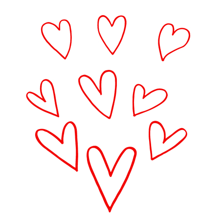 Vector set of hand drawn heartsの写真素材