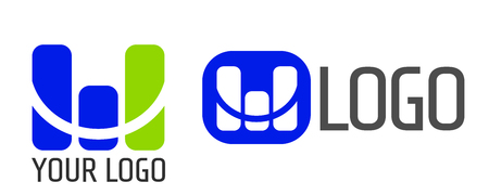 Monitoring vector logos with letter M and textのイラスト素材