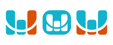 Monitoring vector blue orange logos with letter Mのイラスト素材