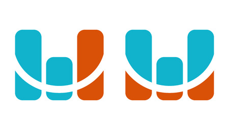 Monitoring vector blue orange logos with letter Mのイラスト素材