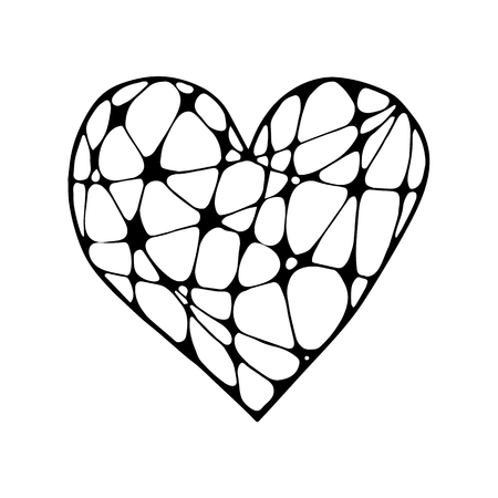 Vector heart in zenart style. Black on white background. For coloring books and pages, valentines, invitation cards, web design and print.のイラスト素材