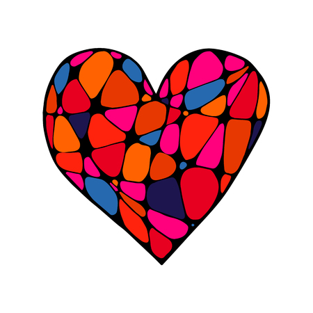 Vector colored hand drawn heart in zenart styleのイラスト素材