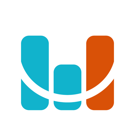 Monitoring vector blue orange logo with letter Mのイラスト素材