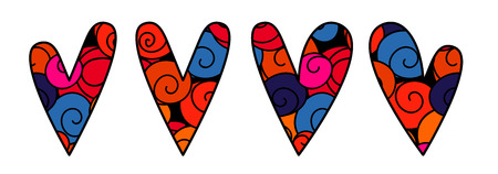 Vector abstract objects in the shape of heart in zen doodle styleのイラスト素材