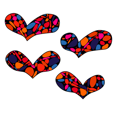 Vector abstract objects in the shape of heart in zen doodle styleの写真素材