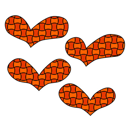 Vector abstract objects in the shape of heart in zen doodle style with wickerの写真素材