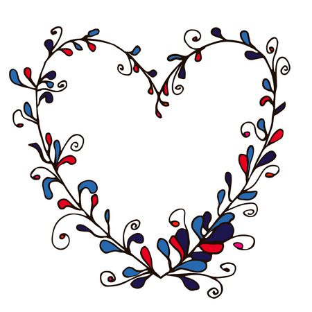 Vector heart frame in zen art, doodle, hand drawn styleのイラスト素材