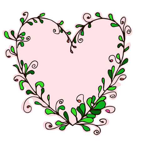 Vector heart frame in zen art, doodle, hand drawn styleのイラスト素材