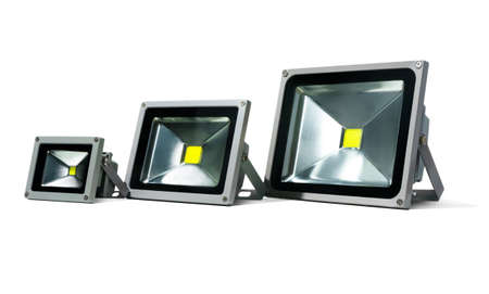 silver spotlights with yellow LEDsの写真素材