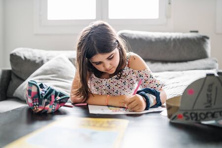 little girl studying