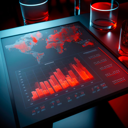 World statistics and graphs on a screen on the table - Generative AIの素材