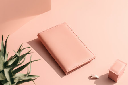 A trendy pink workspace setup with sleek accessoriesの素材