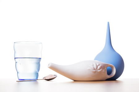 nasal irrigation with salty water. Simple methods of dealing with constipation and indigestionの写真素材