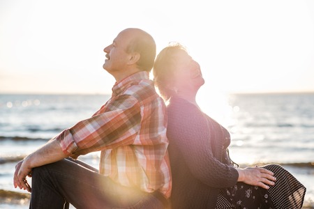 Portrait of a happy romantic couple outdoors.の写真素材